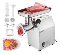 VEVOR - Picadora de carne eléctrica, capacidad de 4,17 kg/min, empujador de salchichas industrial de encimera con cuchilla, placa de molienda, picadora comercial de acero inoxidable para cocina y
