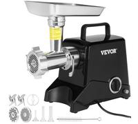 VEVOR Picadora de Carne Eléctrica de Aluminio Fundido 575W (1100W Max) Máquina de Carne Industrial Capacidad de 190 kg/h con 2 Cuchillas de Acero Inoxidable, 2 Placas de Picado, 3 Tubos de Salchicha