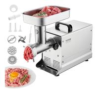 VEVOR Picadora de Carne Eléctrica Industrial de Encimera, Capacidad de 2,27 kg/Min, con Cuchilla, Placa Molienda, para Hacer Salchichas, Acero Inoxidable, para Cocina y Restaurante, 443 x 220 x 370 mm