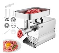 VEVOR Picadora de Carne Eléctrica Industrial de Encimera, Capacidad de 9.5 kg/Min, con Cuchilla, Placa Molienda, para Hacer Salchichas, Acero Inoxidable, para Cocina y Restaurante, 660 x 310 x 490 mm