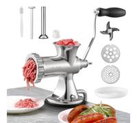 VEVOR Picadora de Carne Manual de Acero Inoxidable Picadora Manual de Manivela 2 Placas de Picado de 5 y 8 mm Empujador de Salchichas 2 Formas de Fijación Ventosa Picadora de Carne Carnicería