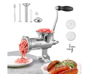 VEVOR Picadora de Carne Manual de Acero Inoxidable Picadora Manual de Manivela 2 Placas de Picado de 5 y 8 mm Empujador de Salchichas 2 Formas de Fijación Ventosa Picadora de Carne Carnicería