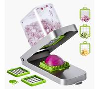 VEVOR Picadora de Verduras, con 3 Cuchillas Acero Inoxidable, Rebanadora de Cebolla con Recipiente, para Ensalada, Utensilios de Cocina y Esenciales, Electrodomésticos, Plata, 265 x 103 x 145 mm