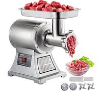 Vevor - Picadora eléctrica de acero inoxidable, 1100 W, 250 kg por hora, 193 r/min - Máquina para salchichas profesional, 2 placas de molinicio, para casa o uso industrial