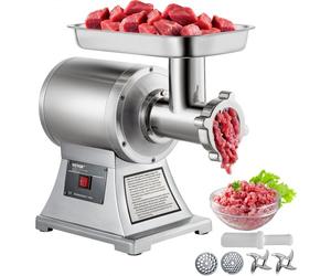 VEVOR Picadora Eléctrica de Carne de Acero Inoxidable 1100 W, Picadora de Carne de 193 r/min, Trituradora de Alimento, Máquina Picar Carne Comercial Moler Carne Hasta 150 kg Peso Bruto 24 kg