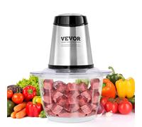 VEVOR Picadora Eléctrica Multifuncional Picadora de Carne 400 W con Bol de Vidrio 1,2 L 5 Tazas Hoja de Acero Inoxidable con 4 Aletas 2 Velocidades para Frutas Verduras Carne Comida para Bebés
