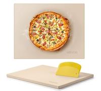 VEVOR Piedra para Hornear Pizza de 38 x 30 cm, Rectangular de Cordierita, Placa Extragrande con Raspador, 1,5 cm de Grosor, Resistente al Calor, Apta para Cocina, Horno, Pan, Pizza y Parrilla