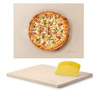 VEVOR Piedra para Hornear Pizza de 38 x 30 cm, Rectangular de Cordierita, Placa Extragrande con Raspador, 1,5 cm de Grosor, Resistente al Calor, Apta para Cocina, Horno, Pan, Pizza y Parrilla