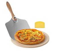 VEVOR Piedra para Hornear Pizza de 381 x 381 mm, Redonda de Cordierita, Placa Grande con Raspador y Pala de Aluminio, 17 mm de Grosor, Resistente al Calor 787 °C, Apta para Horno, Pan y Pizza