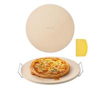 VEVOR Piedra para Hornear Pizza de 406 x 406 mm, Redonda de Cordierita, Extragrande con Raspador y Soporte, 17 mm de Grosor, Resistente al Calor, Ideal para Cocina, Horno, Pan, Pizza y Parrilla