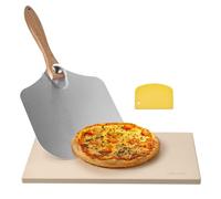 VEVOR Piedra para Hornear Pizza de 508 x 355 mm, Rectangular de Cordierita, Placa Extragrande con Raspador y Pala, 1,5 cm de Grosor, Resistente al Calor hasta 787 °C, para Horno, Pan y Pizza