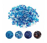 VEVOR Piedras de Vidrio para Chimenea, 4,5 kg, sin Humo, con Cuentas Reflectantes de 19,05 mm, para Mesa de Fogata, Diseño de Piedra de Alto Brillo, Azul Cobalto, Azul Caribeño y Transparente