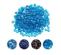 VEVOR Piedras de Vidrio para Chimenea Redondas y Planas, 9 kg, Resistente a Altas Temperaturas, con Cuentas de Vidrio Reflectantes de 19,05 mm, para Paisajismo de Mesas de Fogata, Azul Caribeño