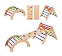 VEVOR Pikler Triangle Set, 5 en 1 juguetes de escalada para niños pequeños, juego de escalada Montessori con triángulo, rampa y arco, gimnasio de escalada de madera de gran tamaño para niños de 1 a 3