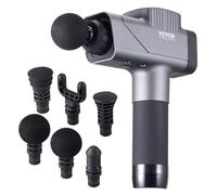 VEVOR Pistola de Masaje de Tejido Profundo, Masajeador Muscular de Percusión para Atletas, 8 Niveles de Velocidad y 6 Cabezales, 2500 mAh, para Aliviar el Dolor Relajación Muscular, 250 x 170 x 60 mm