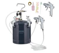 VEVOR Pistola de pintura con depósito de 10 L Bote de presión de pintura Entrada de aire 6,4 mm Salida 9,5 mm 2 boquillas de pintura 1,5 mm 4 mm Presión máxima 60 PSI para decoración de interiores