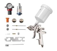 VEVOR Pistola Pulverizadora de Pintura Neumática LVLP 600 ml, con Alimentación por Gravedad y 3 Boquillas de 1,3/1,4/1,7 mm, Acero Inoxidable y Latón, para Muebles y Coches, 205 x 100 x 290 mm