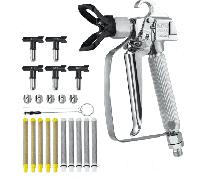 VEVOR Pistola Pulverizadora de Pintura Sin Aire de Alta Presión de 3600 PSI con 5 Puntas, Juego de Pistola Pulverizadora Sin Aire con Junta Giratoria con Filtros, Aguja de Limpieza y Cepillo