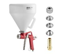 VEVOR Pistola Pulverizadora Neumática de Pintura Texturizada, Tolva 4,5 L, 3 Boquillas 3,5 mm, 6 mm y 8 mm, con Aire Comprimido para Texturas de Palomitas de Maíz, Derribo y Cáscara de Naranja