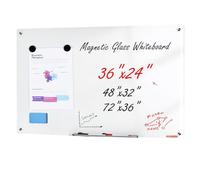 VEVOR Pizarra Blanca de Vidrio Magnética, Pizarra de Borrado en Seco, Pizarra de Vidrio Blanca Grande Montada en la Pared sin Marco, con Bandeja para Marcadores, un Borrador y 2 Marcadores, Blanco