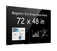 VEVOR Pizarra Magnética de Cristal 1200 x 900 mm Borrado en Seco Negro | para Oficina Escuela Aulas, 2 Piezas, sin Marco, Vidrio Templado, con Rotulador, Imanes, Borrador, Bandeja, Montaje en Pared