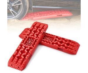 VEVOR Placa de Aterrizaje de PP 10 T Estera de Tracción para Todoterreno/Coche/Pick-up/SUV/RV Tabla de Recuperación de Arena y Lodo de Nieve Bolsa de Almacenamiento, Larga, Roja, 2 Piezas