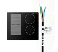 VEVOR Placa de Inducción 2 Quemadores Redondos y 2 Cuadrados 220 V 7000 W, Empotrable, 59 x 52 cm, Apagado Automático con Temporizador, 9 Niveles de Potencia, Pantalla Táctil LED, Bloqueo Infantil
