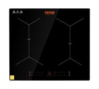 VEVOR Placa de Inducción Eléctrica 4 Fuegos Vitrocerámica 6800 W Placa de Inducción Empotrada 61 Cm con Control Táctil 9 Niveles de Calor Apagado Automático para Olla de Hierro, Acero Inoxidable