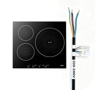 VEVOR Placa de Inducción Empotrable 59 x 52 cm 3 Quemadores 220 V 6200 W, Apagado Automático con Temporizador, Con 9 Niveles de Potencia, Con Pantalla Táctil LED, Con Bloqueo Infantil, Para Cocina