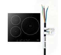 VEVOR Placa de Inducción Empotrable 59 x 52 cm 3 Quemadores 220 V 6200 W, Apagado Automático con Temporizador, Con 9 Niveles de Potencia, Con Pantalla Táctil LED, Con Bloqueo Infantil, Para Cocina