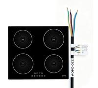 VEVOR Placa de Inducción Empotrable 59 x 52 cm 4 Quemadores 220 V 7000 W, Apagado Automático con Temporizador, Con 9 Niveles de Potencia, Con Pantalla Táctil LED, Con Bloqueo Infantil, Para Cocina