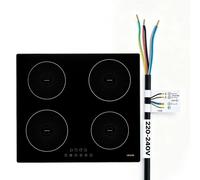 VEVOR Placa de Inducción Empotrable 59 x 52 cm 4 Quemadores 220 V 7000 W, Apagado Automático con Temporizador, Con 9 Niveles de Potencia, Con Pantalla Táctil LED, Con Bloqueo Infantil, Para Cocina