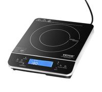 VEVOR Placa de Inducción Portátil, Quemador de Inducción Eléctrico de 2200 W con 9 Configuraciones de Temperatura, con Temporizador de 4 Horas, Reserva de 24 Horas, para Cocinar, 290 x 355 x 65 mm