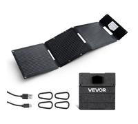 VEVOR Placa Solar Plegable 30W, Panel Solar Monocristalino Portátil, 3 Puertos USB-A y USB-C, IP65 Impermeable, Cargador para Tablets Móviles Power Bank, Energía para Camping Senderismo Autocaravanas