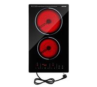 VEVOR Placa Vitrocerámica, 52 x 30 cm, 2 Zonas de Cocción, 3000 W 220 V, Portátil, Control Táctil, con 9 Niveles de Potencia, Temporizador, Bloqueo Infantil, Protección Contra Sobrecalentamiento