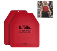 VEVOR Placas de Peso para Chalecos, 2 Placas de 4 kg, Acero Primera Calidad, Ajuste Ergonómico Contorneado, Peso Adicional, para Entrenamiento de Fuerza, Carrera, Fitness, 295 x 248 x 8 mm, Rojo