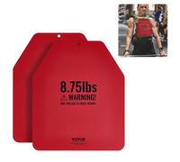 VEVOR Placas de Peso para Chalecos, 2 Placas de 4 kg, Acero Primera Calidad, Ajuste Ergonómico Contorneado, Peso Adicional, para Entrenamiento de Fuerza, Carrera, Fitness, 295 x 248 x 8 mm, Rojo