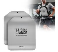 VEVOR Placas de Peso para Chalecos Curvas, 2 Placas Lastradas de 6,6 kg, Chaqueta de Peso de Acero, Diseño Ergonómico, para Entrenamiento de Fuerza, Carrera, Fitness, 301,5 x 250 x 27 mm, Gris
