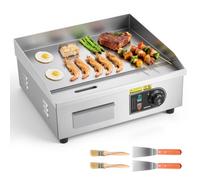 VEVOR Plancha Eléctrica 2800 W 450 x 300 mm, Control de Temperatura 50 a 300 °C, Parrilla de Encimera de Acero Inoxidable con Superficie Plana, 4 Almohadillas para los Pies, para Carne y Panqueques