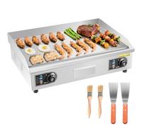 VEVOR Plancha Eléctrica 4000 W 655 x 400 mm, Control de Temperatura 50 a 300 °C, Parrilla de Encimera de Acero Inoxidable con Superficie Plana, 4 Almohadillas para los Pies, para Carne (Sin Enchufe)