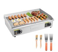 VEVOR Plancha Eléctrica 4400 W 725 x 400 mm, Control de Temperatura 50 a 300 °C, Parrilla de Encimera de Acero Inoxidable con Superficie Plana, 4 Almohadillas para los Pies, para Carne y Panqueques