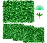 VEVOR Plantas Hiedra Artificial 61 x 40,6 cm, Plantas Artificiales Decorativas 4 Piezas, Estera de Seto Artificial de Boj con Espesor de 4 cm, Jardín Vertical 100% PE, Plantas Artificiales Colgantes