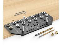 VEVOR Plantilla de Pasador de Estante y Plantilla de Bisagra 2 en 1, Plantilla de Perforación de Agujeros de Herrajes de Aleación de Aluminio con Brocas de 6,4 y 4,8 mm, para Puertas de Gabinete