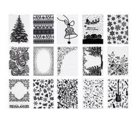 VEVOR Plantillas de Estampado para Manualidades, Juego de 15 Piezas de Carpetas de Estampación, Patrones Navideños y Festivos, Carpeta en Relieve de Plástico, para Scrapbooking Creación de Tarjetas