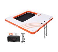 VEVOR Plataforma de Muelle Inflable 3,04 x 3,04 m con Trampolín de Piscina de Malla Central 1,21 x 2,13 m Estera de Agua Antideslizante Bolsa Portátil Escalera Extraíble para Relajarse Piscina Playa