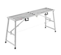 VEVOR Plataforma de Trabajo, Altura Ajustable de 4 Velocidades 80-130 cm, Escalera de Acero de Aleación Plegable, Carga de 400 kg, Pies de Goma Antideslizantes, para Pintar Paneles de Yeso, Limpieza