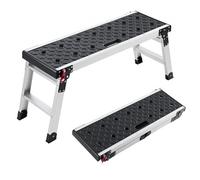 VEVOR Plataforma de Trabajo Plegable de Aluminio 910 x 310 x 420 mm, Carga de 226,8 kg, Banco Escalón Portátil con Superficie Texturizada y Orificios para Herramientas para Pintura Bricolaje Garaje