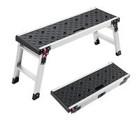 VEVOR Plataforma de Trabajo Plegable de Aluminio 910 x 310 x 420 mm, Carga de 226,8 kg, Banco Escalón Portátil con Superficie Texturizada y Orificios para Herramientas para Pintura Bricolaje Garaje