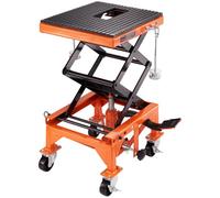 VEVOR Plataforma Elevadora para Motocicletas 41,5 x 35 cm Elevador de Motos Hidráulicos de Tijera Capacidad de158 kg Mesa Elevadora con 2 Ruedas Elevación de 340-905 mm para Taller Garaje, Naranja