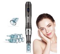 VEVOR Pluma de Microagujas Faciales 5 Cartuchos de Agujas Desechables Dermapen Eléctrico Profesional 6 Velocidades Variables Máquina de Microagujas Longitud de Aguja Ajustable 0-2,5 mm Pantalla LCD